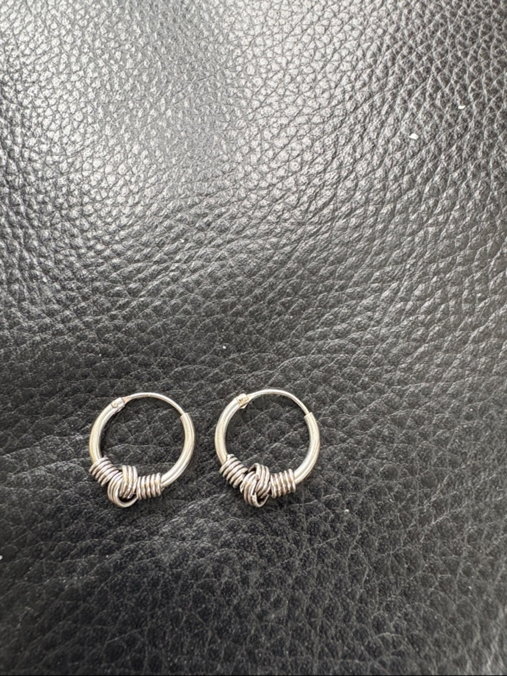 Sterling Silver Knot Hoop Earrings - - Picture 2 of 7